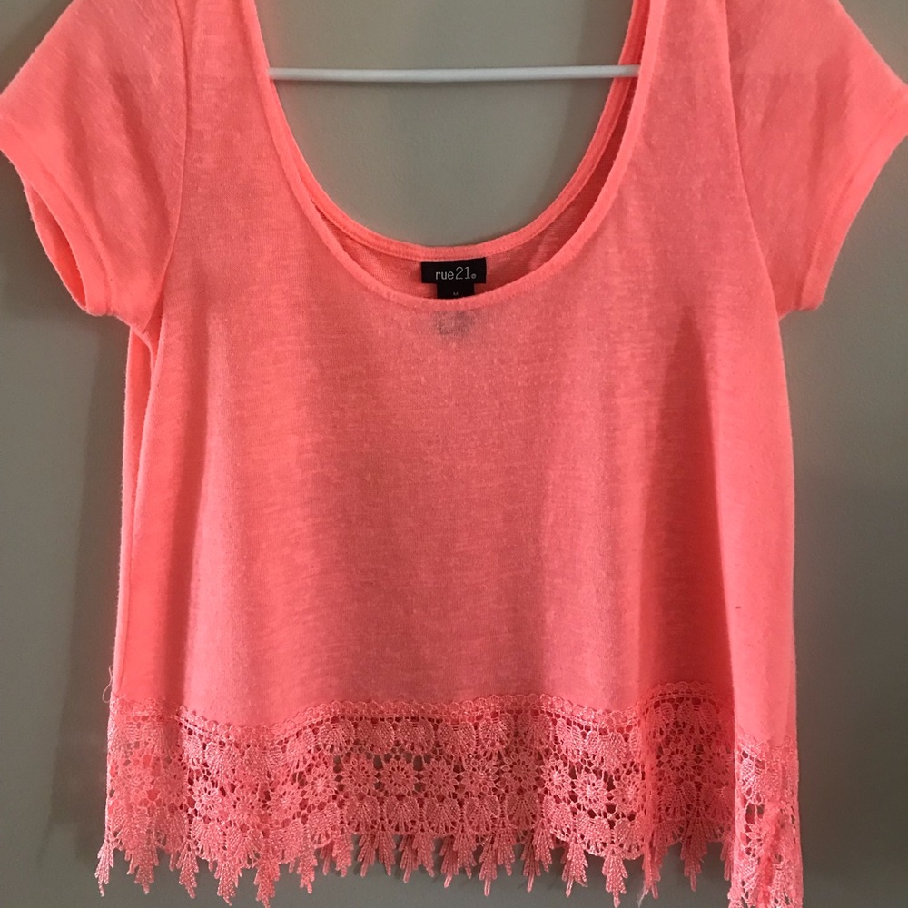 Peach Crop Lace Shirt